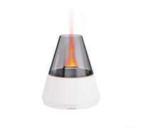 Humidificateur de flamme de couleur, diffuseur d'arômes de flamme simulée, effet de flamme 7 couleurs, avec réveil numérique, télécommande pour la maison et le bureau (blanc)