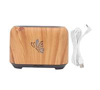 Humidificateur diffuseur de flammes 150 ml, diffuseur d’huiles essentielles en grain de bois avec effet de flamme réaliste et 7 lumières LED de couleur, fonctionnement silencieux p (Grain de bois