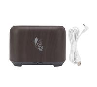 Humidificateur diffuseur de flammes 150 ml, diffuseur d’huiles essentielles en grain de bois avec effet de flamme réaliste et 7 lumières LED de couleur, fonctionnement silencieux p (Grain de bois