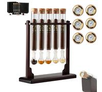 Humidificateur d'injecteur de saveur de cigare, affichage d'aromathérapie fait à la main avec thermomètre et hygromètre, kit d'humidificateur de tube en verre d'infuseur de cigares