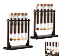 Humidificateur d'injecteur de saveur de cigare, présentoir de base en bois d'aromathérapie fait à la main avec hygromètre et bouchons hermétiques, kit de tube en verre d'infuseur de cigares (B, 2PCS)