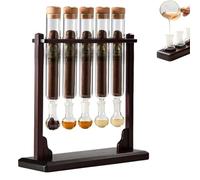 Humidificateur d'injecteur de saveur de cigare, présentoir de base en bois d'aromathérapie fait à la main avec hygromètre et bouchons hermétiques, kit de tube en verre d'infuseur de cigares (B-1pcs)