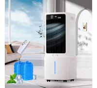 Humidificateur et Refroidisseur Sans Fenêtre, Système Évaporatif 12L avec Débit 800 m³/h, 3 Vitesses, Oscillation 90°, Minuterie 12H pour Salon et Espace de Travail