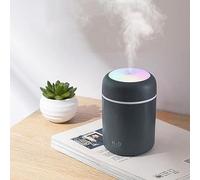 Humidificateur, mini humidificateur à brume froide avec lumière colorée - 300 ml USB portable pour chambre, bureau, voyage et voiture (gris)