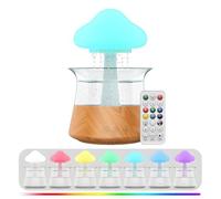 Humidificateur Nuage de Pluie 300ml,Diffuseur d'Aromathérapie USB-C avec Minuterie 5H, 7 Lumières LED and Télécommande Design Champignon pour Chambre Bureau