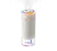 Humidificateur portable à brume froide avec double buses et lumière ambiante - Mini humidificateur de bureau à ultrasons pour chambre à coucher, bureau, voyage et chambre de bébé, blanc