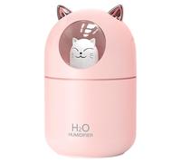 Humidificateur pour petits chats 300 ml - Mini diffuseur d'arômes USB silencieux | Veilleuse LED froide pour bureau, , voitures et chambre d'enfant, design Kawaii, blanc