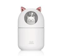 Humidificateur pour petits chats 300 ml - Mini diffuseur d'arômes USB silencieux | Veilleuse LED froide pour bureau, , voitures et chambre d'enfant, design Kawaii, blanc