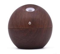 Humidificateur USB de 130 ml avec diffuseur d'huiles essentielles et lumières LED colorées pour voiture et maison offrant une brume hydratante et une ambiance relaxante (grain de bois foncé)