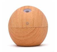 Humidificateur USB de 130 ml avec diffuseur d'huiles essentielles et lumières LED colorées pour voiture et maison offrant une brume hydratante et une ambiance relaxante (grain de bois clair)