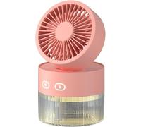 Humidificateurs Ventilateur portable Humidificateur d'air 350 ml Refroidisseur d'eau Ventilateur de table 1500 mAh Ventilateur rechargeable USB Diffuseur d'huile essentielle Veilleuse Voiture (Pink-no
