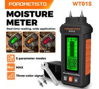 Humidimètre numérique WT01S à deux broches avec écran LCD pour bois, béton, mur, brique, bois de chauffage et matériaux de construction WT01S