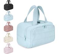 Humidity Travel Cosmetic Bag,Large Capacity Wide-Open T ravel Toiletry Bag,0.6lb Lightweight,Trave l Bag for Essentials Toiletries for Women (Blue)