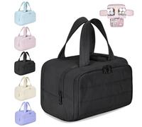 Humidity Travel Cosmetic Bag, Large Capacity Wide-Open Travel Cosmetic Bag, Lightweight Waterproof Toiletry Organizer (Black)