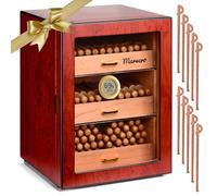 Humidor Cigare Marvero Cave à cigares faite à la main avec hygromètre pour 150 cigares, boîte à cigares doublée de cèdre espagnol avec 3 grands tiroirs