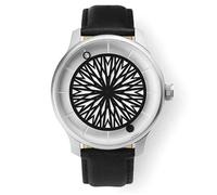 humism Rhizome 42mm Automatique Acier Saphir Blanc Noir Cuir Montre Unisexe, Noir