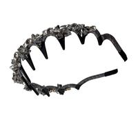 Humkopnl Bandeaux avec dents - Style vintage - Antidérapant - Large - Avec perles - Pour mariage, anniversaire, vacances, mariée, demoiselles d'honneur, voyages