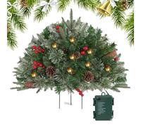 Humkopnl Remplissage de pot de fleurs | Arbres de Noël artificiels éclairés avec trépied | Décoration de vacances pour réunions de famille, jardin, parterres de fleurs, porche
