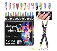 Humkopnl Stylos de vernis à ongles à double pointe - 12 couleurs - Pour adolescents, femmes, filles, salon de manucure à domicile, fêtes, projets d'entraînement