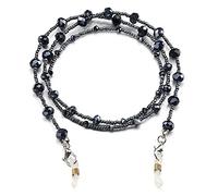 humlbird Chaîne de lunettes élégante pour femme - Cordon de masque en cristal naturel - Sangle de support de lunettes, Noir, S