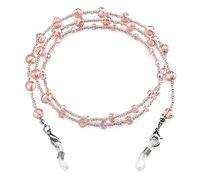 humlbird Chaîne de lunettes élégante pour femme - Cordon de masque en cristal naturel - Sangle de support de lunettes, rose, Small