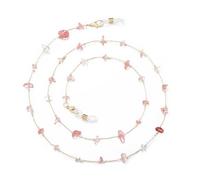 humlbird Chaîne de lunettes élégante pour femme - Cordon de masque en cristal naturel - Sangle de support de lunettes, Rouge-1, Small