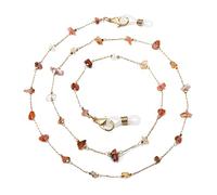 humlbird Chaîne de lunettes pour femme élégante avec cordon en cristal naturel, Orange, S