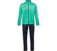 hummel 205877 Ensemble unisexe Youth Junior Promo Poly Track Suit, vert Flash/bleu marine, 16 ans EU