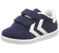 hummel Baskets Basses Victory Suede avec Fermeture Velcro - Taille Enfant, Bleu Marine Peony., 21 EU