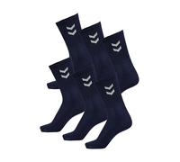 hummel Lot de 6 paires de chaussettes de sport unisexes, Bleu marine (7026), 41-45