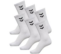 hummel Lot de 6 paires de chaussettes de sport unisexes I 41-45, Blanc (9001), 36-40