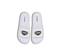hummel Pool Slide Badge Sandales et chaussures de sport unisexes, White Green, 45 EU