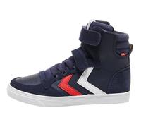 Hummel Slimmer Stadil Leather High - Chaussures multisports junior cuir bleu, mixte, lacets 27