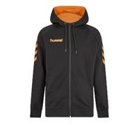 hummel Sweat à capuche zippé Go Cotton pour homme, noir/orange, XL