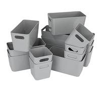 Hummelladen Lot de 13 organisateurs de tiroirs, 10 cm de haut, gris, boîtes en 3 tailles, insert de tiroir, convient aux tiroirs de 40 x 60 cm