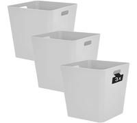 Hummelladen Lot de 3 boîtes de rangement avec clips d'étiquetage - 30 cm de haut - Gris - 30 x 30 cm - Panier de rangement - Étagère murale - Boîte de rangement en plastique - Panier de salle de bain