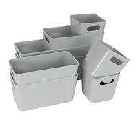 Hummelladen Lot de 8 organisateurs de tiroirs, 10 cm de haut, gris, boîtes en 3 tailles, insert de tiroir, convient aux tiroirs de 30 x 50 cm