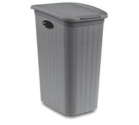 Hummelladen Panier à linge 36 L étroit Gris clair - Aspect rotin avec couvercle - Collecteur de linge avec trous 39 x 29 x 54 cm Boîte à linge Trieur de linge Panier ménager Ménage Plastique Coffre à