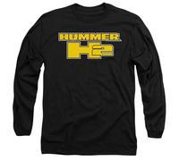 Hummer H2 Block Logo Unisex Long Sleeve T Shirt, Black, Noir, L Mixte
