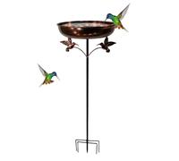 Hummingbird Bird Bath - Garden Feeding Container, Water Basin with Shallow Dish, Outdoor Pedestal Station, 35x34x24cm, Weatherproof Resin Structure, Nature Inspired Oasis for Backyard Patio Deck