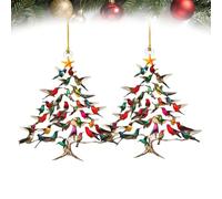 Hummingbird Christmas Ornament, 25 New Christmas Tree Decorations, Hummingbird Ornaments Indoor for Hummingbird Lover, Handmade Lightweight Holiday Decoration (2 Pcs)