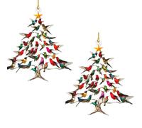 Hummingbird Christmas Ornament, Colorful Hummingbirds Tree Decor, Winter Bird Stacking Tree Xmas Decor, Indoor/Outdoor Christmas Trees Listing Souvenir Gift for Lover (2 pcs)