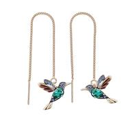 Hummingbird Earrings, Tassel Threader Earrings, Dangle Drop Jewelry, Lightweight Alloy Build, Lucky Symbol Design, Party Daily Wear, 10x1.1cm/3.94x0.43 Inches, Gold, 1 Pair