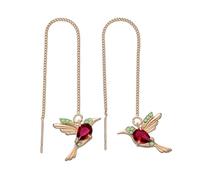Hummingbird Earrings, Tassel Threader Earrings, Dangle Drop Jewelry, Lightweight Alloy Build, Lucky Symbol Design, Party Daily Wear, 10x1.1cm/3.94x0.43 Inches, Gold, 1 Pair