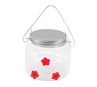 Hummingbird Feeder | Clear 475ml Jar with Hook for Hanging | Attracts Birds with Flower Design/Patio/Garden | Easy to Maintain & Refill