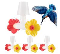 Hummingbird Feeder Tube Replacement, Set of 4 Drip-Resistant Spouts with Feeding Ports, Leak-Proof Bird Feeder Parts for Backyard, Lawns, Outdoor Gardens, Sturdy Easy Installation