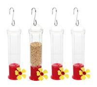 Hummingbird Feeders - ABS, 6.1x1.38in Mini Ant Bee Proof Food Station | Transparent Outdoor Hanger with Stainless Hooks, 4-Piece Feeder Set for Patio, Backyard, Garden, Lawn, Tree Decor