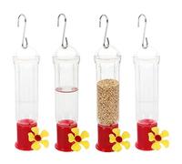 Hummingbird Feeders for Outdoors - 4 Piece Ant and Bee Proof Mini Feeders, Transparent Transparent Feeding Station with Stainless Hooks, Leak-Proof Hanging Decor for Garden, Yard & Tree