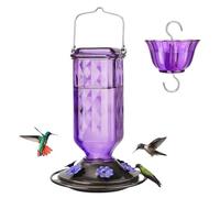 Hummingbird Feeders - Glass Yard Hanging Bird Feeder with Multiple Ports | Wild Bird Feeding Station | Garden Patio Balcony Backyard Table Accessory | Deck Railing Window Observation Ornament