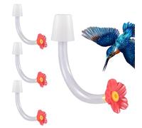 Hummingbird Feeding Tube, 4 Piece Floral Hummingbirds Feeder Tubes with Stoppers, Multi Function Drip-Proof Feeding Ports for Backyard, Garden, and Lawn Bird Watching
